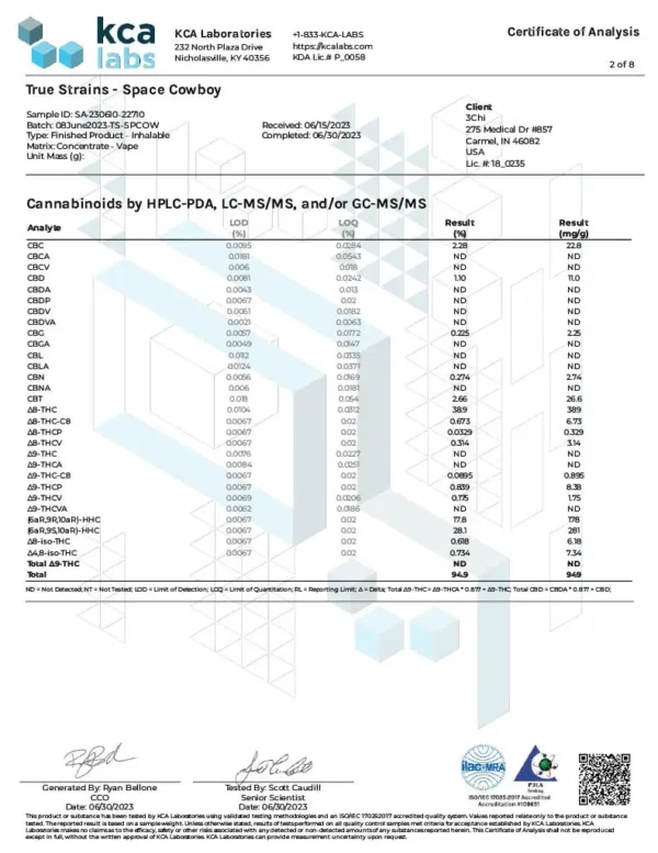 3CHI | True Strains THC Vape Pod – Space Cowboy | Hybrid – 2g Disposable Vape Pod