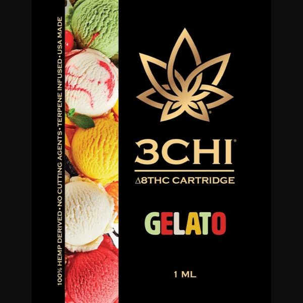 3Chi Gelato Delta-8-THC Vape Cartridge with Botanical Derived Terpenes