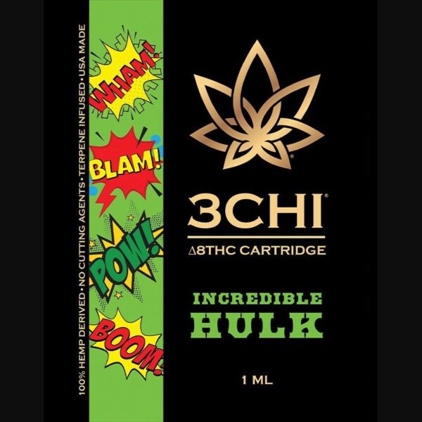3Chi Incredible Hulk Delta-8-THC Vape Cartridge with Botanical-Derived Terpenes