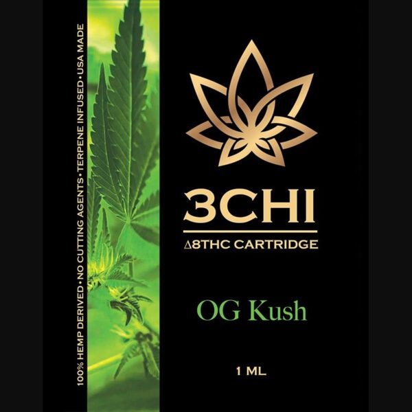 3Chi OG Kush Delta-8-THC Vape Cartridge with Botanical Derived Terpenes – A Legendary Experience