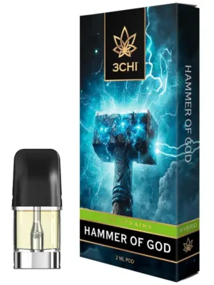 3CHI | True Strain THC Vape Pod – Hammer of God | Hybrid – 2g Disposable Vape Pod