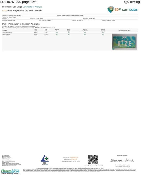 Rize | Milk Crunch Mushroom Chocolate Bar | Megasdose 12g Bar