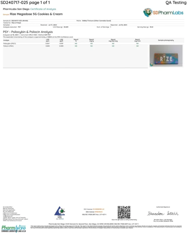 Rize | Cookies & Cream Mushroom Chocolate Bar | 5g Bar