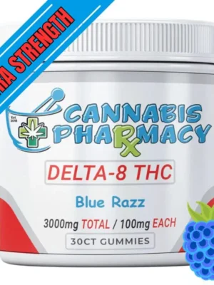 Elite Cannacy Delta-8 THC Gummies | 100mg – Blue Raspberry – 30ct