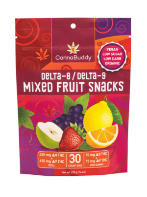 CannaBuddy Delta-8 / Delta-9 Mixed Fruit Snacks (450 mg Total THC) – A Deliciously Potent THC Treat