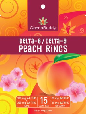 CannaBuddy Delta-8 / Delta-9 Peach Rings (300 mg Total Delta-8-THC + 300 mg Total Delta-9-THC)