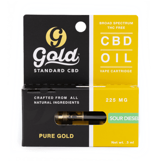Gold Standard CBD 225 mg Sour Diesel Vape Cartridge: A Bold, Energizing CBD Experience