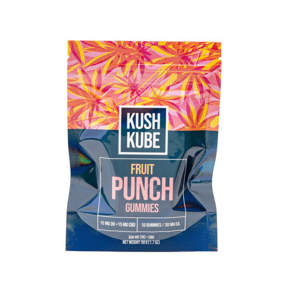 Kush Kube Delta-9 + CBD Gummies – Fruit Punch: A Perfect Blend of Relaxation & Euphoria