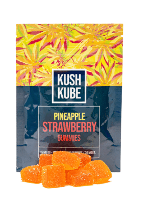 Kush Kube Delta-9 + CBD Gummies – Pineapple Strawberry: A Tropical, Balanced Edible Experience