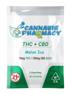 Elite Cannacy THC Blend CBD Gummies | 100mg CBD + 10mg Delta-9 THC – Melon Ice – 2ct
