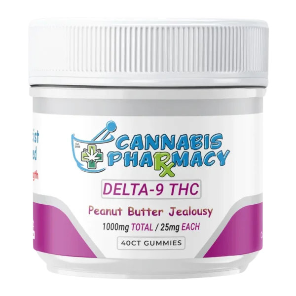 Elite Cannacy Delta-9 THC Gummies | 25mg – Peanut Butter Jealousy – 40ct