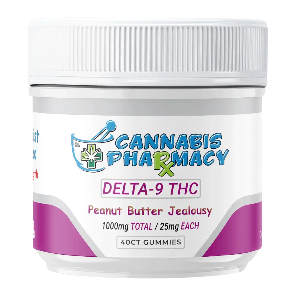 Elite Cannacy Delta-9 THC Gummies | 25mg – Peanut Butter Jealousy – 40ct