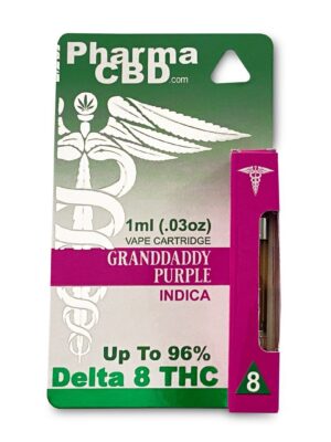 PharmaCBD Granddaddy Purple Delta-8-THC Vape Cartridge (Indica)