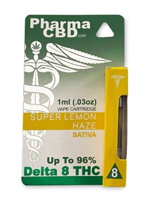 PharmaCBD Super Lemon Haze Delta-8-THC Vape Cartridge – A Citrusy Burst of Energy & Focus