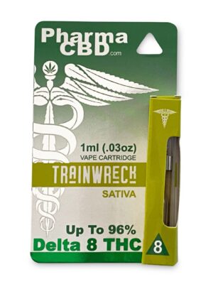 PharmaCBD Trainwreck Delta-8-THC Vape Cartridge (Sativa) – Elevate Your Mind with Energy and Clarity
