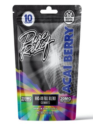 Pure Relief HHC / Delta-9-THC Gummies – Acai Berry (100 mg Total HHC + 100 mg Total Delta-9)