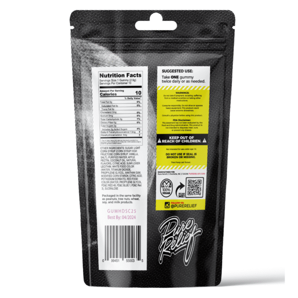 Pure-Relief-HHC-Delta-9-THC-Gummies-Strawberries-Cream-200-mg-Total-HHC-Back-of-Package.png Pure Relief HHC / Delta-9-THC Gummies – Strawberries & Cream (100 mg Total HHC + 100 mg Total Delta-9)