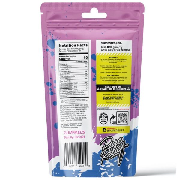 Pure-Relief-Sleep-CBD-Gummies-Acai-Berry-400-mg-Total-CBD-100-mg-Total-CBN-Back-of-Package.jpg Pure Relief Sleep CBD Gummies – Acai Berry (400 mg Total CBD / 100 mg Total CBN)