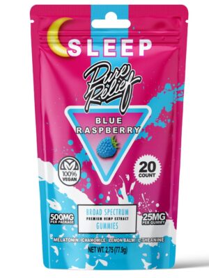 Pure Relief Sleep CBD Gummies – Blue Raspberry (400 mg Total CBD / 100 mg Total CBN)