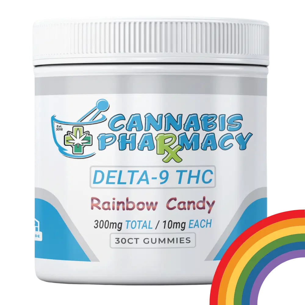 Elite Cannacy Delta-9 THC Gummies | 10mg – Rainbow Candy – 30ct