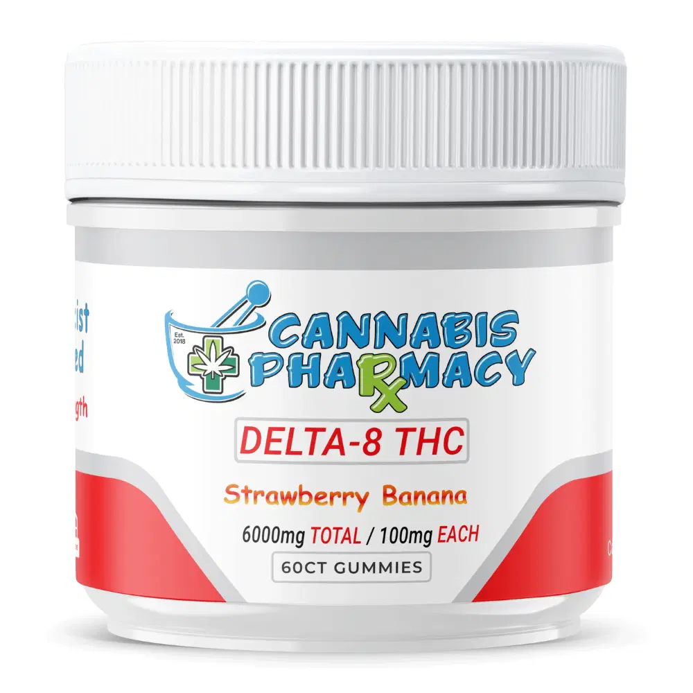 Elite Cannacy Delta-8 THC Gummies | 100mg – Strawberry Banana – 60ct
