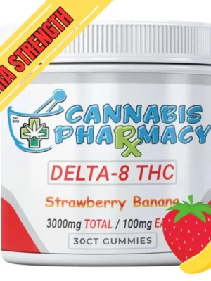Elite Cannacy Delta-8 THC Gummies | 100mg – Strawberry Banana – 30ct