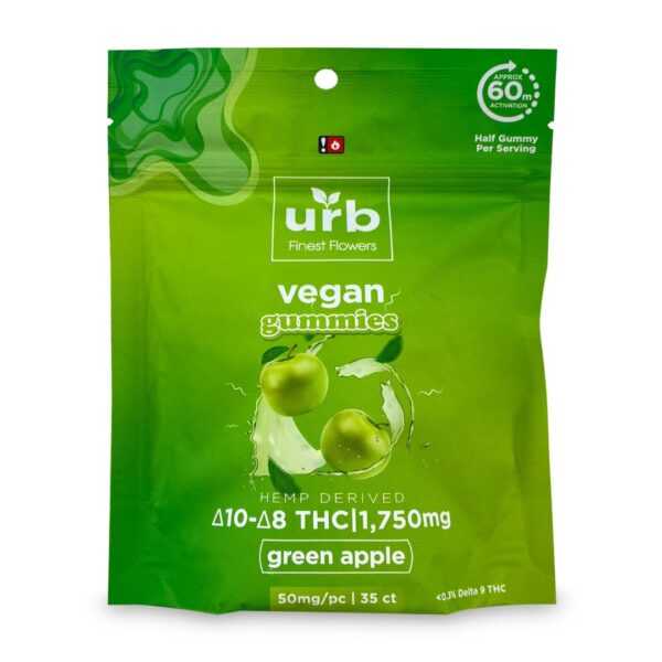 Urb Delta-8 / Delta-10 Gummies – Green Apple (1575 mg Delta-8-THC + 175 mg Delta-10-THC)