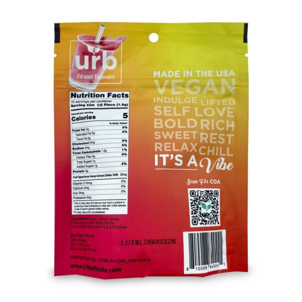 Urb Delta-8 / Delta-10 Gummies – Strawnana Smoothie (1575 mg Delta-8-THC + 175 mg Delta-10-THC)