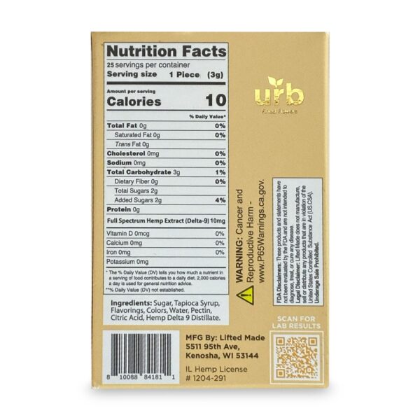 Urb Gourmet Live Resin Delta-9-THC / HHC Gummies – Jasmine Coconut (200 mg Total Delta-9-THC + 300 mg Total HHC)
