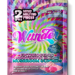 Wunder | Pink Lemonade Mushroom Gummies with Blue Lotus | 1200mg Entheogenic Extract + 100mg Blue Lotus – 2ct Sample Pack