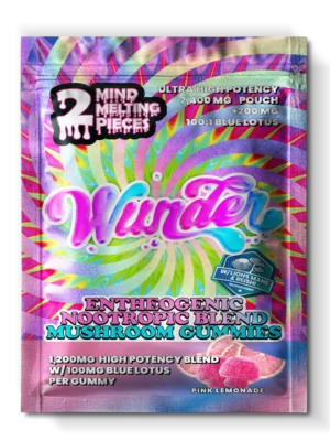 Wunder | Pink Lemonade Mushroom Gummies with Blue Lotus | 1200mg Entheogenic Extract + 100mg Blue Lotus – 2ct Sample Pack