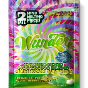 Wunder | Sour Apple Mushroom Gummies with THCp | 1200mg Entheogenic Extract + 2mg THCp – 2ct Sample Pack
