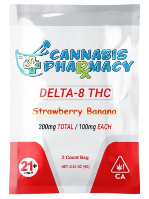 Elite Cannacy Delta-8 THC Gummies | 100mg – Strawberry Banana – 2ct