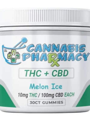 Elite Cannacy THC Blend CBD Gummies | 100mg CBD + 10mg Delta-9 THC – Melon Ice – 30ct