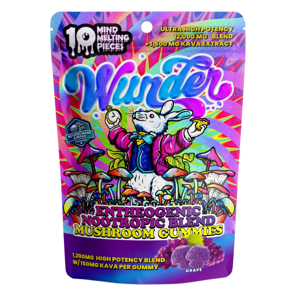 Wunder | Grape Mushroom Gummies with Kava | 1200mg Entheogenic Extract + 150mg Kava – 10ct